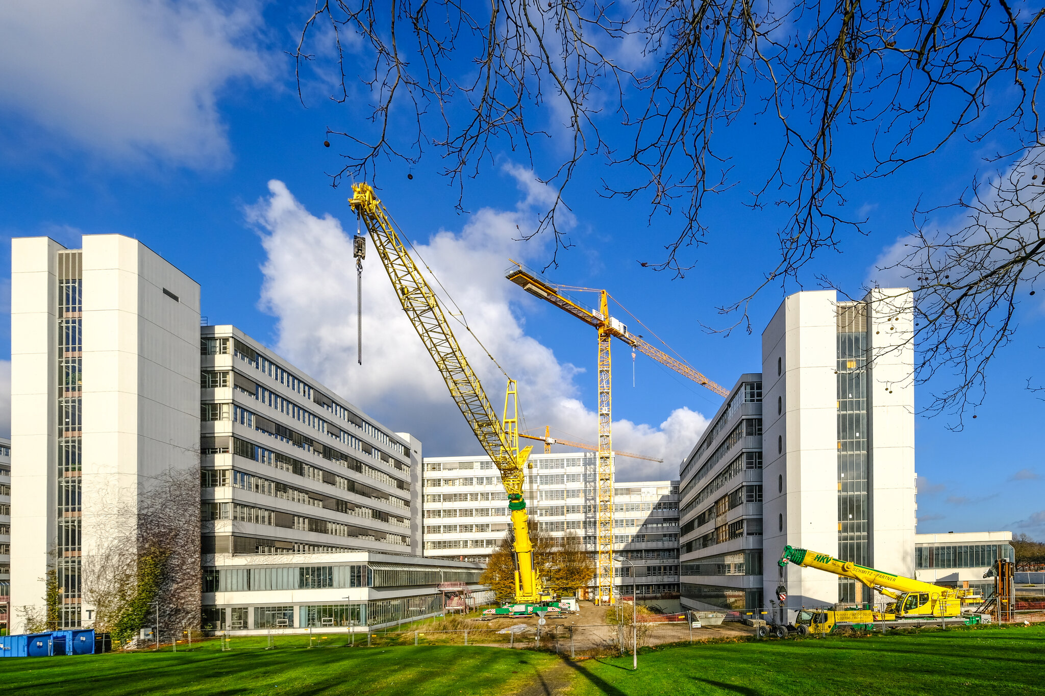 Blick auf die Kräne