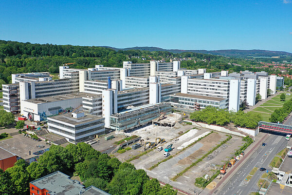 Abriss alte Mensa Universität Bielefeld: Luftaufnahme